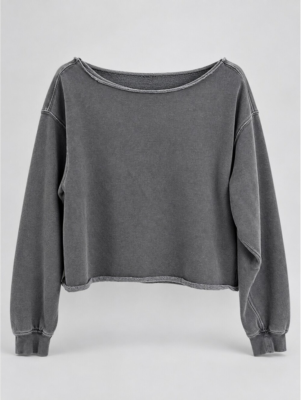 Aerie Womenβs M Gray Oversized Raw Edge Cropped Sweatshirt Exposed Seams